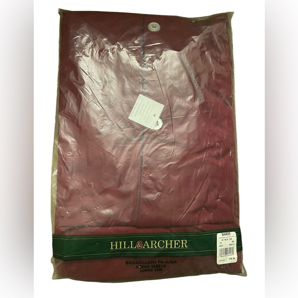 Vintage Hill & Archer Men’s XL Burgundy Color Broadcloth PJs Long Sleeve/Leg NWT